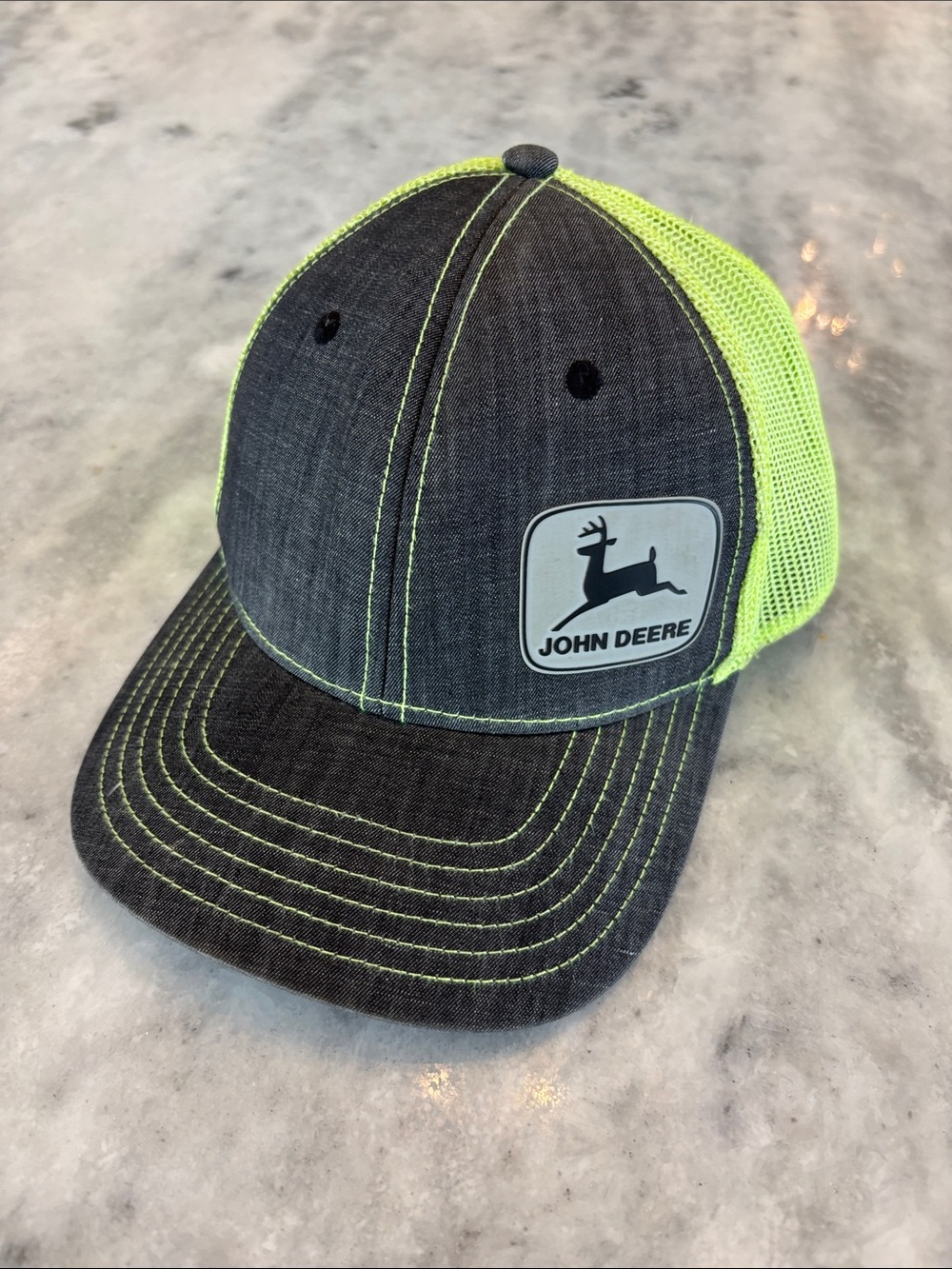 John Deere Dark Gray & Neon Yellow Mesh Logo Cap